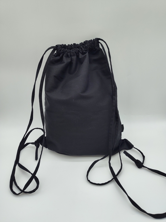 CHANEL Makeup Drawstring Canvas Backpack Black CC Logo Travel Gym Bag 16.5x12.5